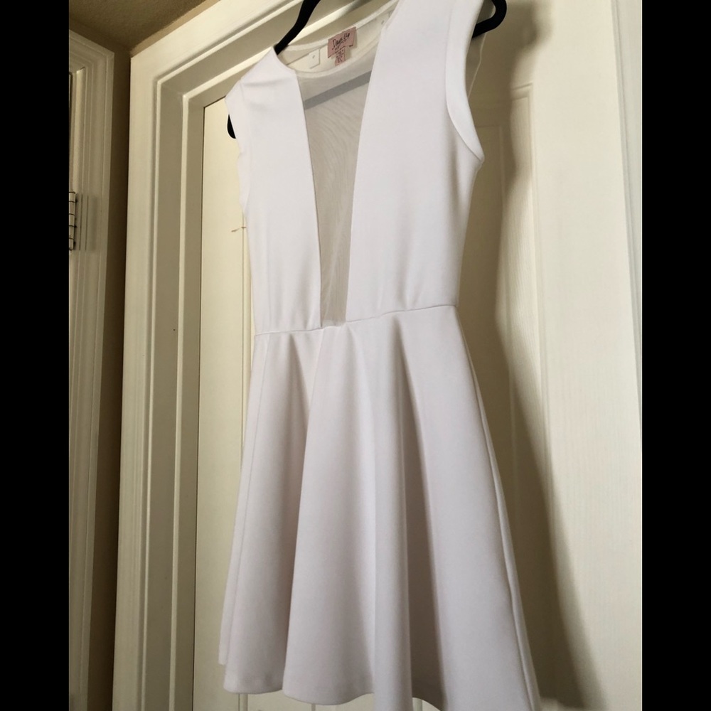 TOPSHOP white mesh skater dress